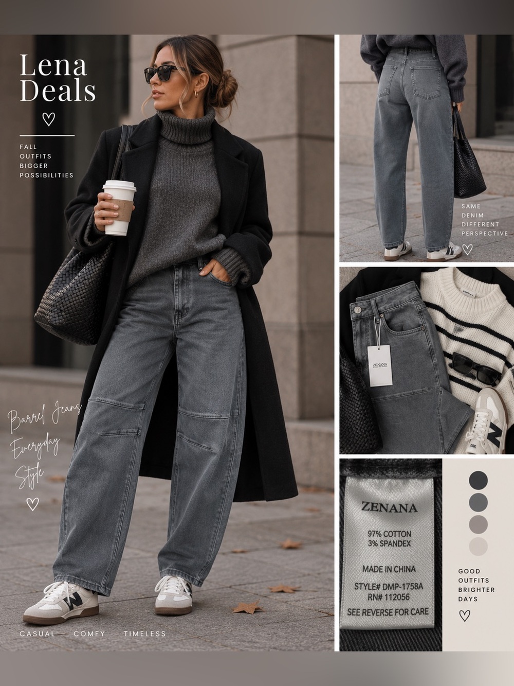 Zenana Barrel Leg Jeans Mide Rise Marlin Color Cotton Five Pockets Mix Size
